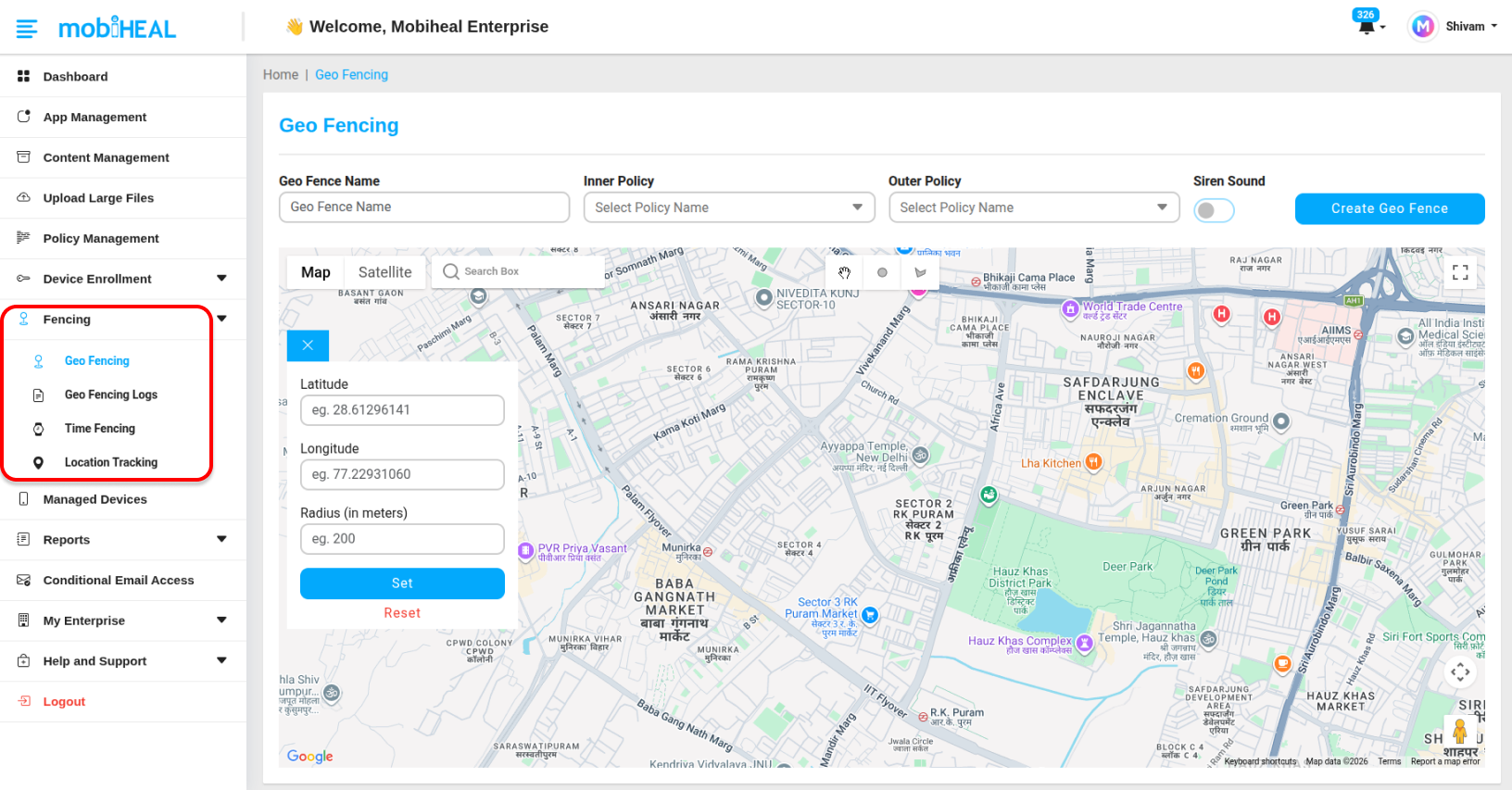Geo Fencing Management